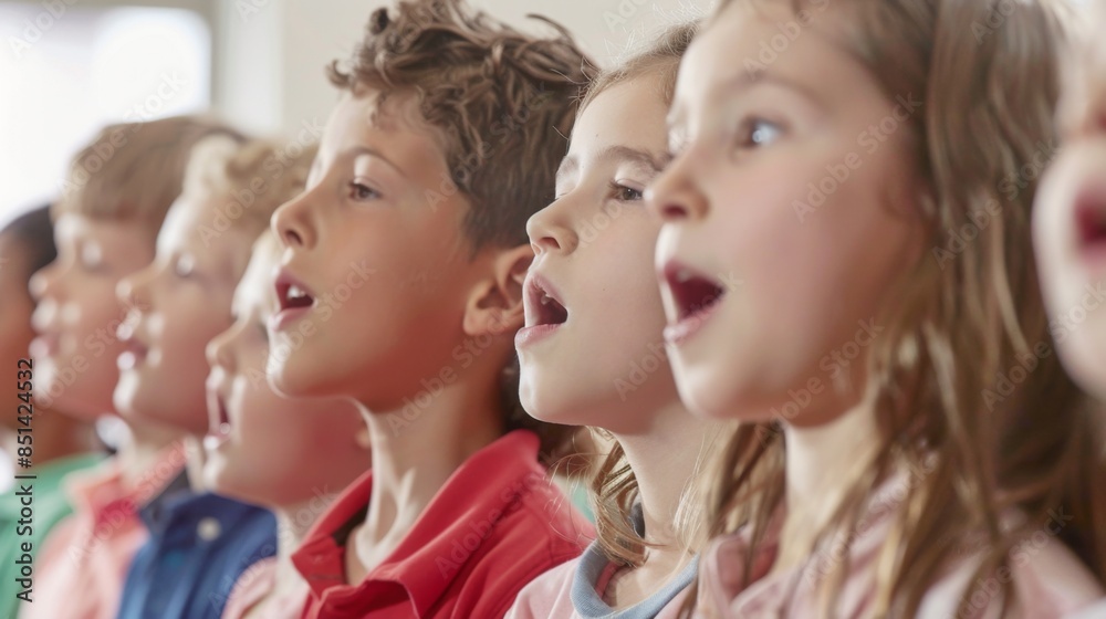 Choir of school children singing together Choir of school children singing together