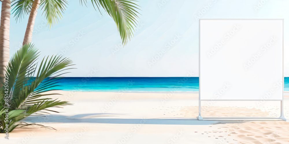 Fototapeta premium An empty billboard on the beach