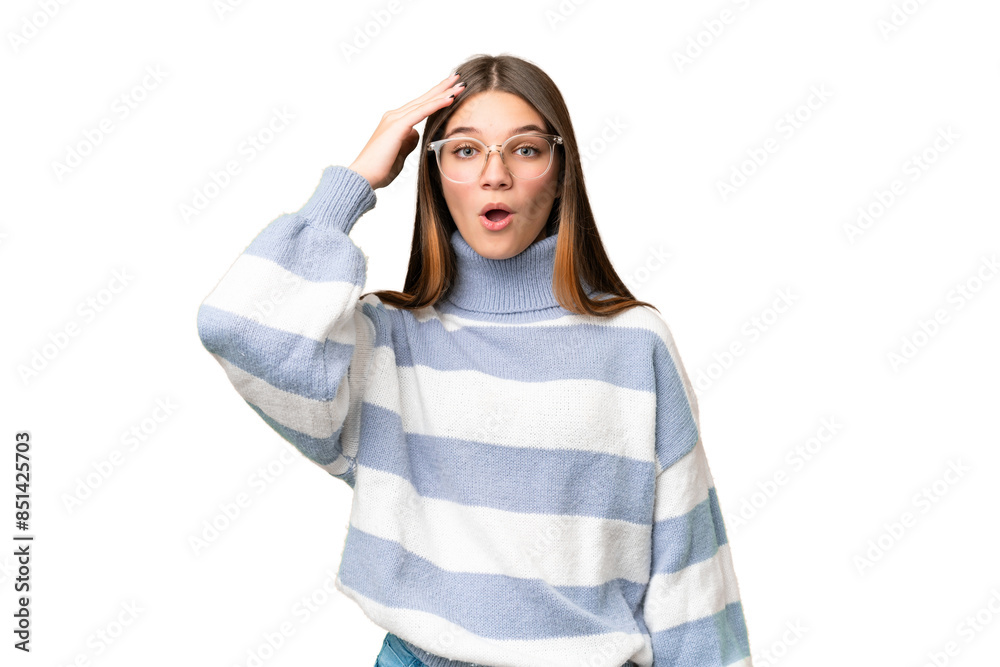 Teenager girl over isolated chroma key background has realized something and intending the solution Teenager girl over isolated chroma key background has realized something and intending the solution