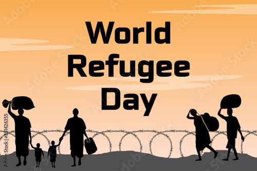 Refugee silhouette vectors and illustrations for world refugee day.