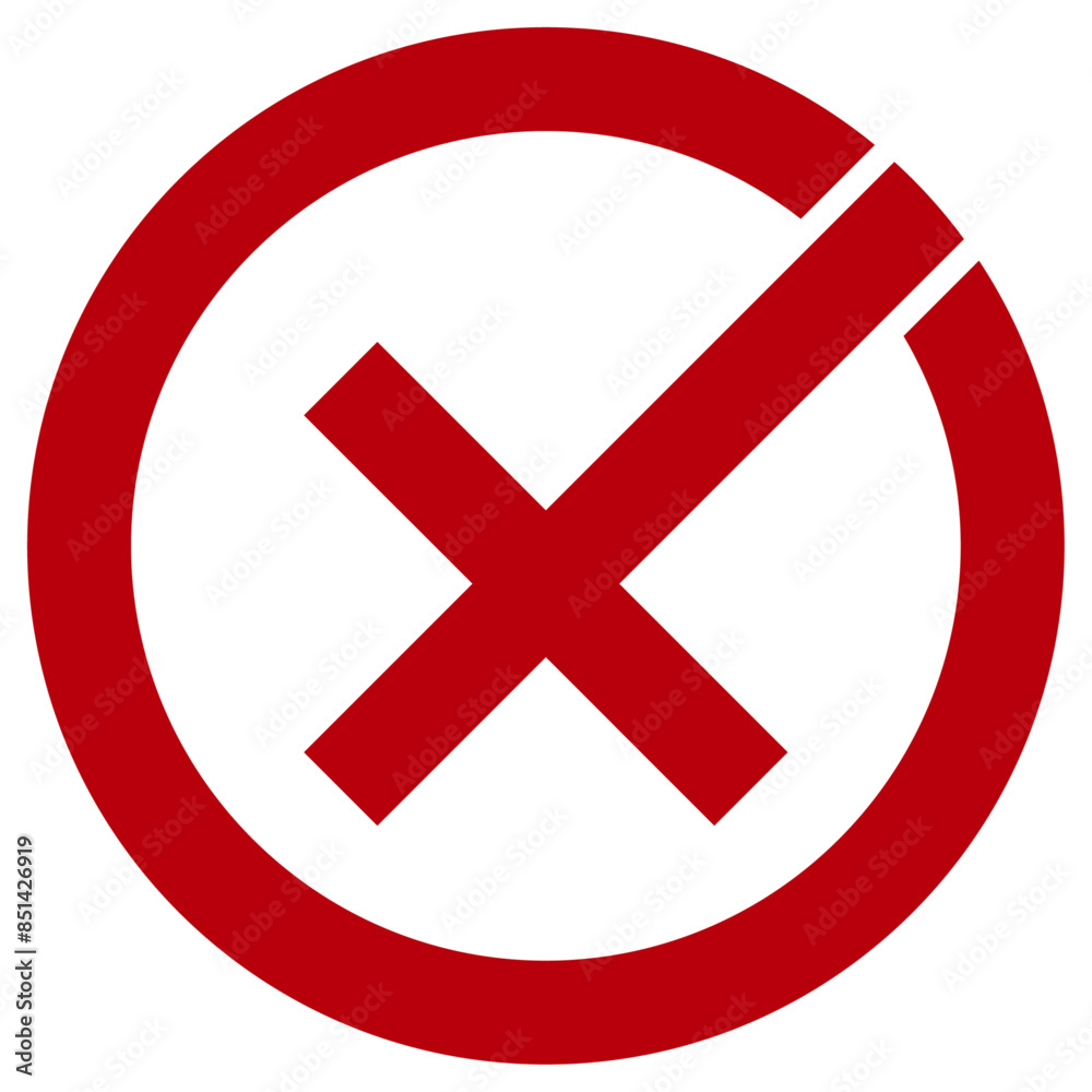 Obraz premium No icon vector symbol, round cross icon isolated on white background. Flat design