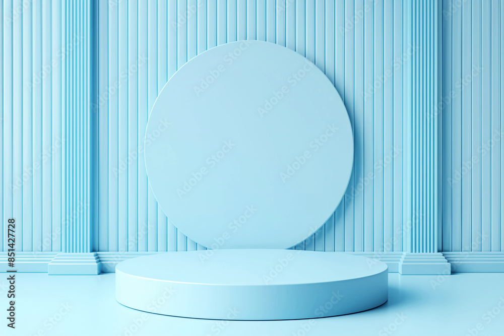 Podium background with blue column. Product platform. 3d display. Stage stand in light blue color. Arch pedestal with pillars. Studio abstract scene. Empty minimal mockup room with floor, round podium Podium background with blue column. Product platform. 3d display. Stage stand in light blue color. Arch pedestal with pillars. Studio abstract scene. Empty minimal mockup room with floor, round podium