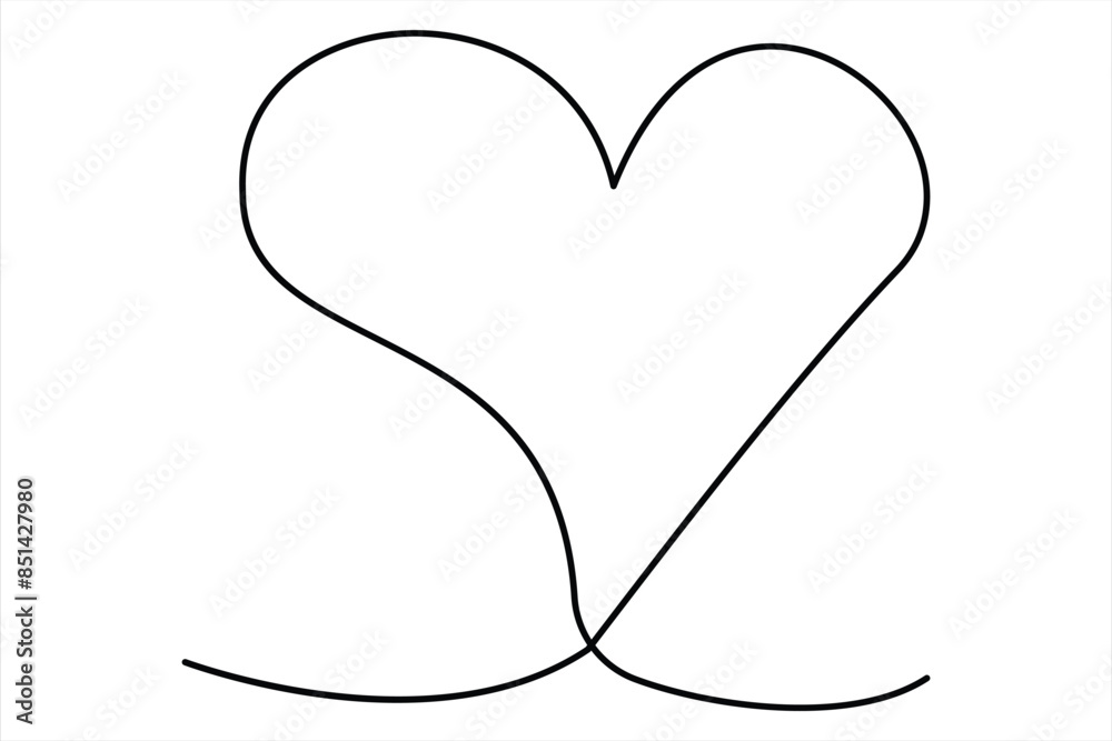 Heart continuous one line art drawing color shape Love sign outline Vector illustration Heart continuous one line art drawing color shape Love sign outline Vector illustration