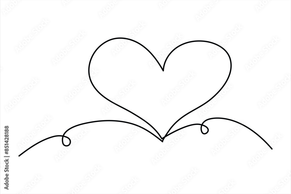 Heart continuous one line art drawing color shape Love sign outline Vector illustration Heart continuous one line art drawing color shape Love sign outline Vector illustration