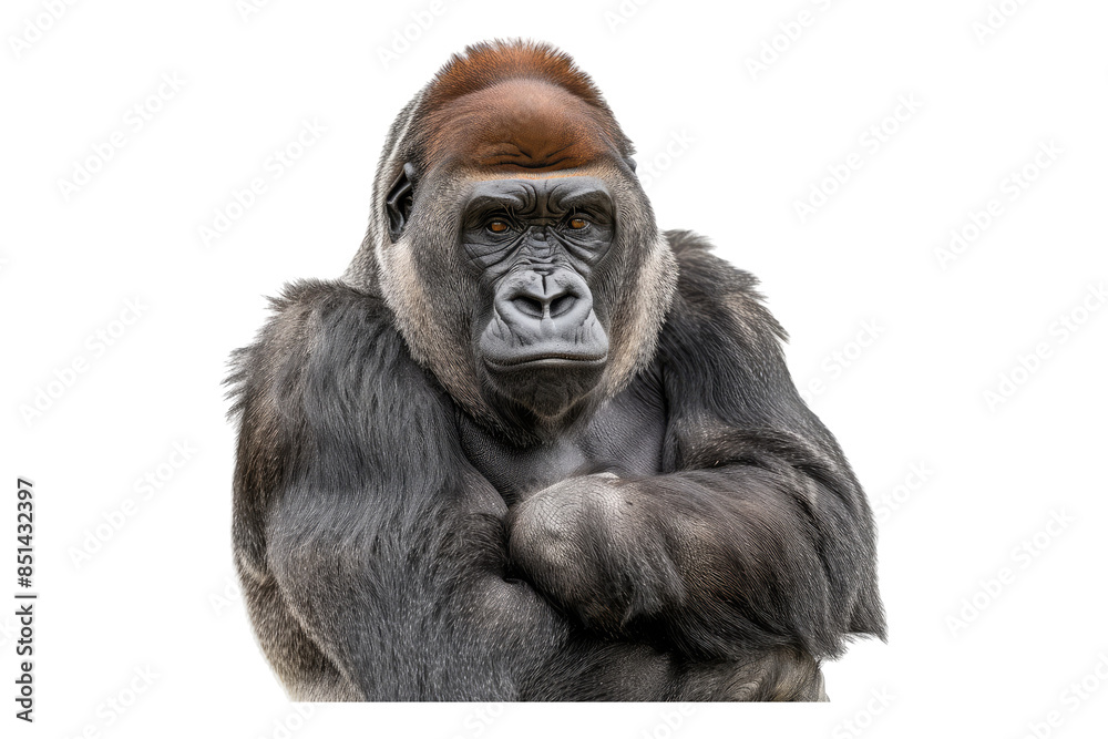 Fototapeta premium Portrait of Gorilla isolated on transparent background