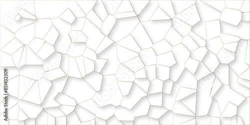 White quartz crystalized broken glass effect vector background. 3d papercut and multi-layer cutout geometric pattern on vector background. broken stained glass golden lines geometric pattern.