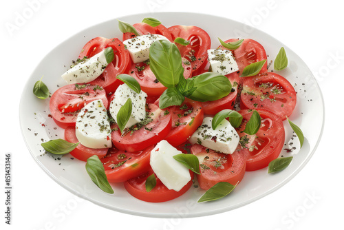 Tomato mozzarella salad isolated on transparent background