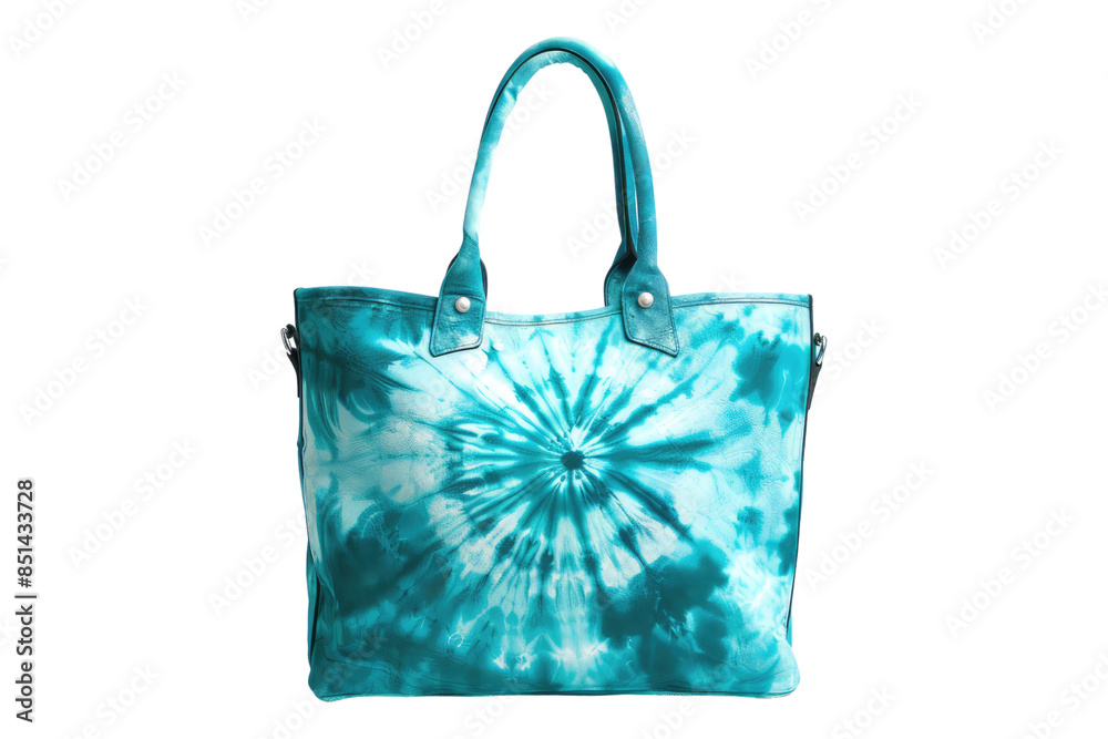 Torquoise trangulity tie dye suede hand bag isolate on transparent background Torquoise trangulity tie dye suede hand bag isolate on transparent background