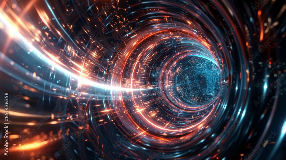 Dazzling and vibrant depiction of a tunnel of light and star formations in space Dazzling and vibrant depiction of a tunnel of light and star formations in space