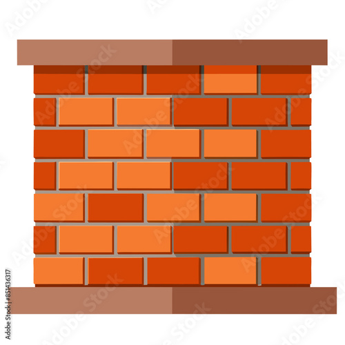 A brown brick wall with a wooden frame, set against a white background