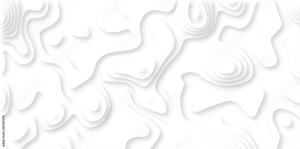 Abstract wavy line 3d paper cut white background with shadows. Abstract realistic papercut decoration textured with wavy layers. Topographic contour lines vector map seamless pattern vector. Abstract wavy line 3d paper cut white background with shadows. Abstract realistic papercut decoration textured with wavy layers. Topographic contour lines vector map seamless pattern vector.
