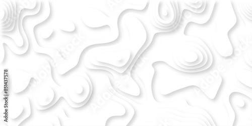 Abstract wavy line 3d paper cut white background with shadows. Abstract realistic papercut decoration textured with wavy layers. Topographic contour lines vector map seamless pattern vector.