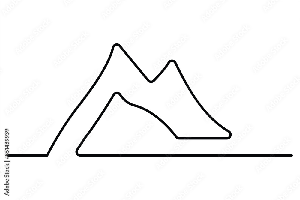 Continuous one line mountain range landscape outline vector art illustration
Continuous one line mountain range landscape outline vector art illustration