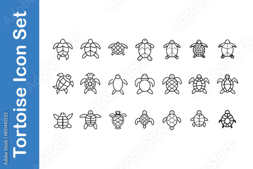 Tortoise line icon with editable vector collections.