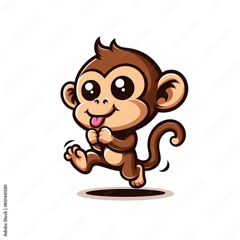 Fototapeta premium A cartoon monkey design colours drawing graphic running highquality unique realistic.