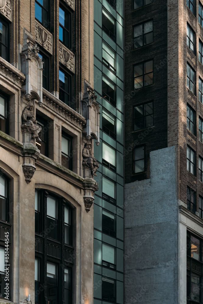 Historic New York City architecture with intricate facades and modern buildings Historic New York City architecture with intricate facades and modern buildings
