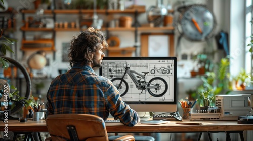 Designer who creates 3D models in CAD software of bicycles © bird_saranyoo