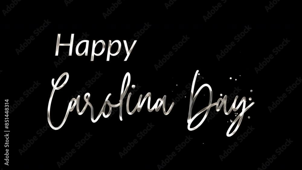 Elegant 4K Happy Carolina Day text animation with white ink droplets forming flowing calligraphy. Glowing effect, transparent background, perfect for festive greetings. Elegant 4K Happy Carolina Day text animation with white ink droplets forming flowing calligraphy. Glowing effect, transparent background, perfect for festive greetings.