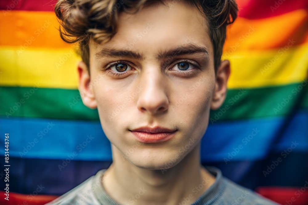 Fototapeta premium LGBTQ+ Youth: Close-up portrait of a young LGBTQ+ person, symbolizing the future of the community. 