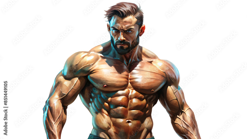 Illustration of a muscular man, showcasing his physique Illustration of a muscular man, showcasing his physique