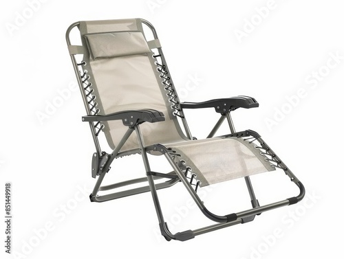 A reclining beach chair with multiple positions, white background
