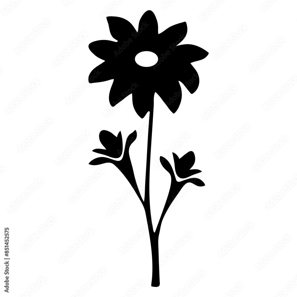 A silhouette of a flower with a large central petal and smaller petals surrounding it A silhouette of a flower with a large central petal and smaller petals surrounding it
