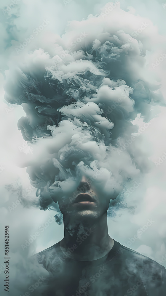 A man with a dark cloud over his head A man with a dark cloud over his head