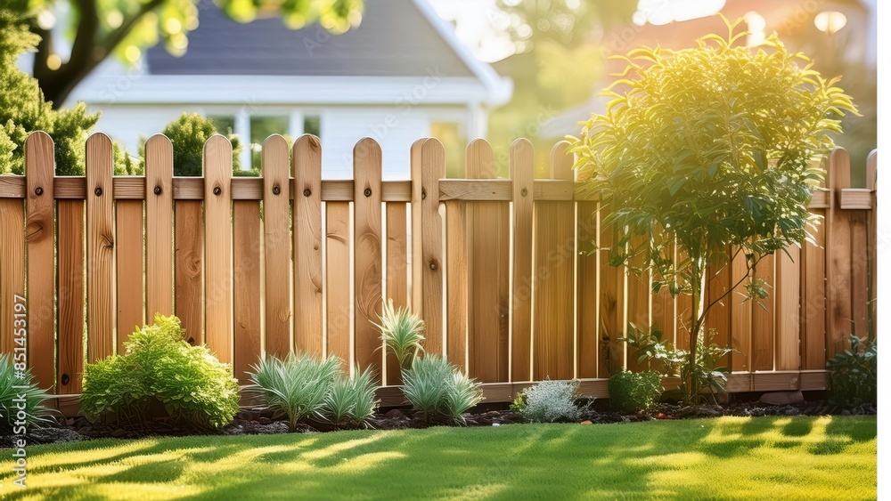 Obraz premium wooden fence cozy garden backyard