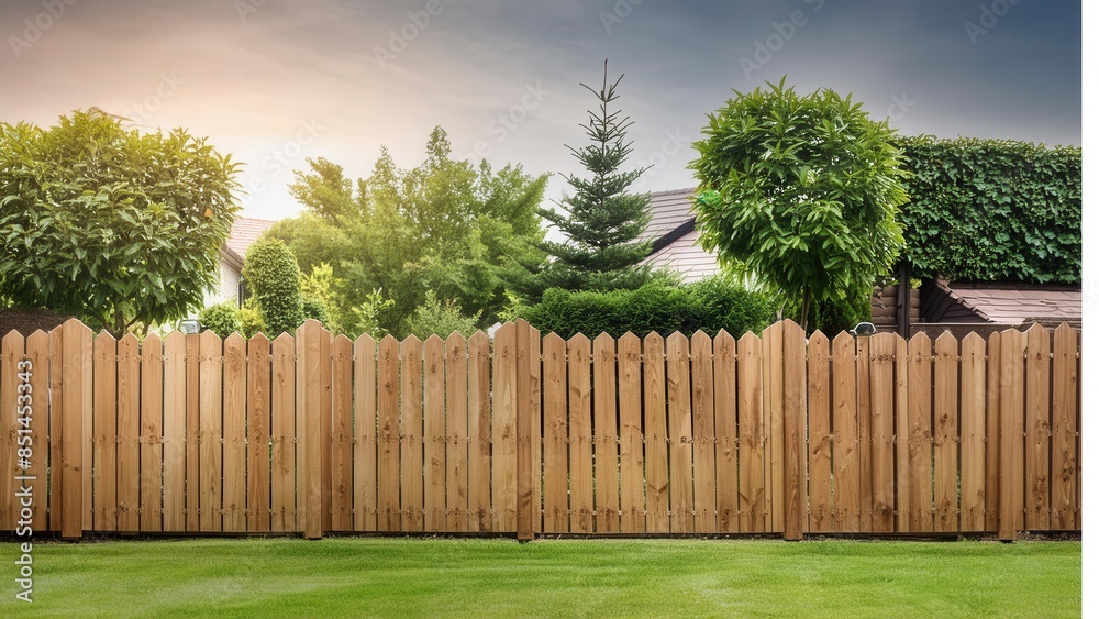 Fototapeta premium wooden fence cozy garden backyard