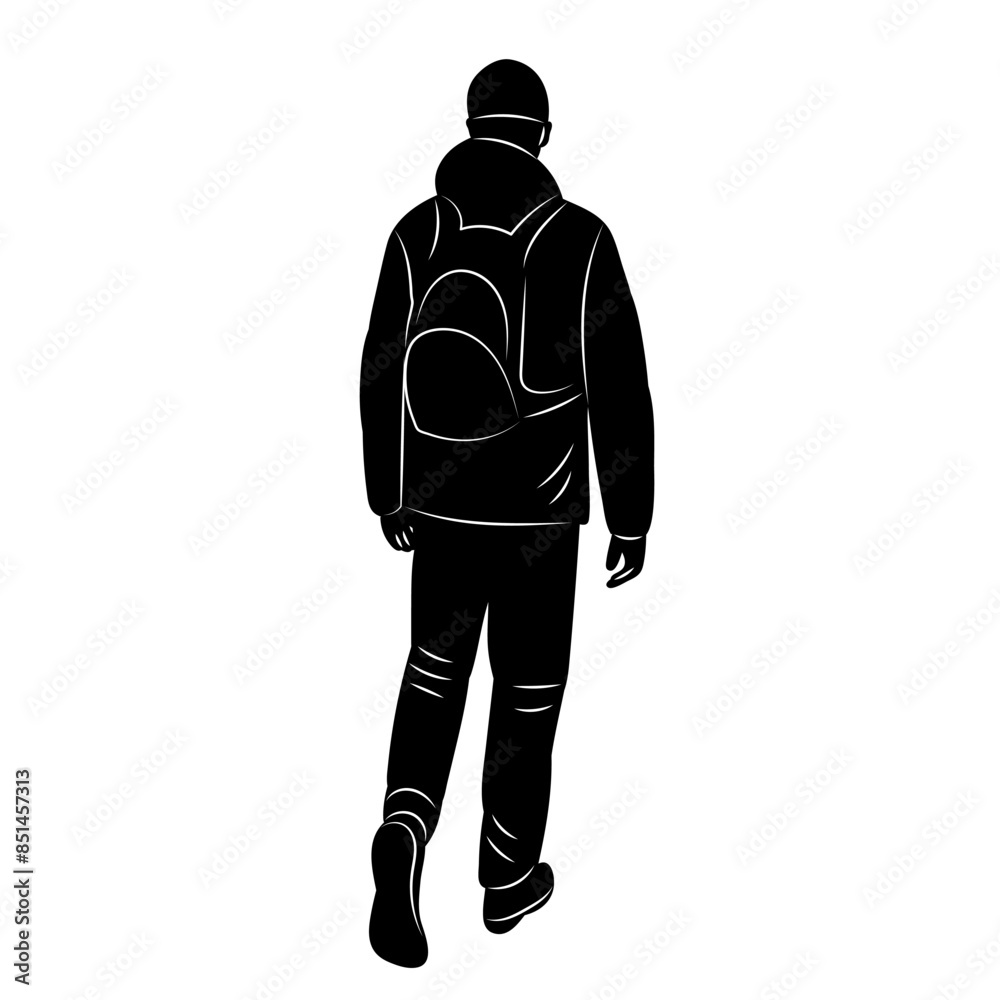 man walking back view silhouette, vector man walking back view silhouette, vector
