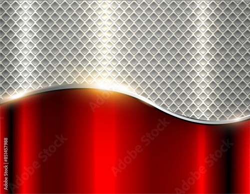 Silver red chrome background, 3D metal shiny lustrous metallic pattern wallpaper.