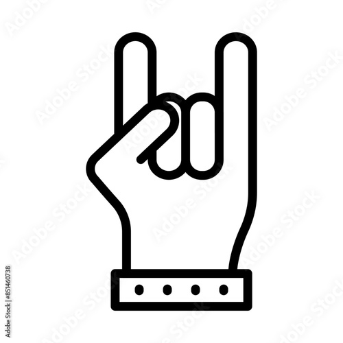 Rock hand line icon. Rock n roll icon. Rock music icon isolated on white background. Transparent background, minimalist symbol. Vector images
