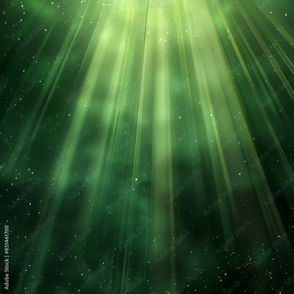 A green background with rays of light shining down, creating an atmosphere that feels like the first moments after sunrise or sunset A green background with rays of light shining down, creating an atmosphere that feels like the first moments after sunrise or sunset