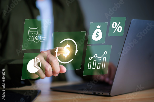 Interest rate and dividend concept, personal investment , return on stocks and mutual funds, long term investment for retirement.