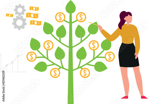 Girl is showing dollar money tree.