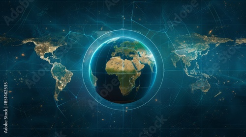 A conceptual image representing the Earth's poles, with two globe icons at the top and bottom of a world map, illustrating the planet's axial tilt and the locations of the