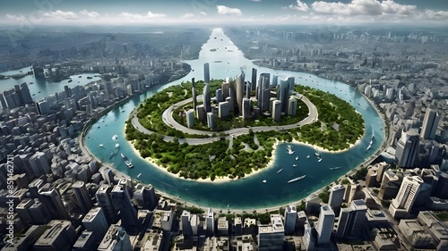 City illustration oCity illustration on sean sea