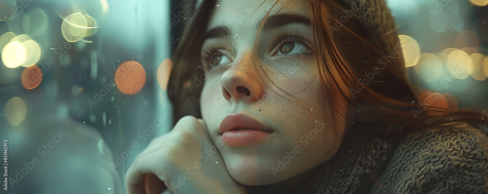 A person lost in thought, their gaze distant and contemplative. A person lost in thought, their gaze distant and contemplative.