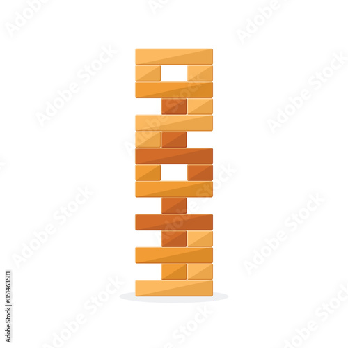 Tower games for kids icon in flat style. Wooden block puzzle vector illustration on isolated background. Balance game sign business concept.