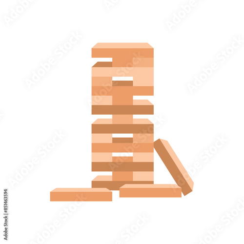 Tower games for kids icon in flat style. Wooden block puzzle vector illustration on isolated background. Balance game sign business concept.