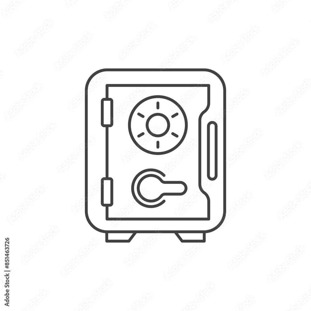 Metal bank safe icon in flat style. Money vault vector illustration on isolated background. Storage sign business concept. Metal bank safe icon in flat style. Money vault vector illustration on isolated background. Storage sign business concept.