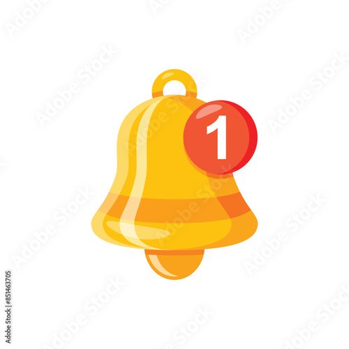 Notification bell icon in flat style. Incoming inbox message vector illustration on isolated background. Ringing bell sign business concept.