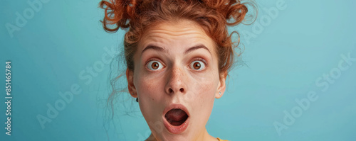 A person feeling surprised, their mouth agape and their eyebrows raised.