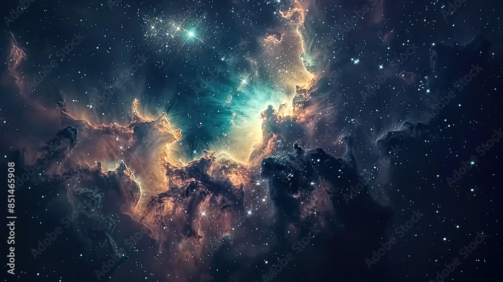 Obraz premium Celestial starscape with nebula clouds