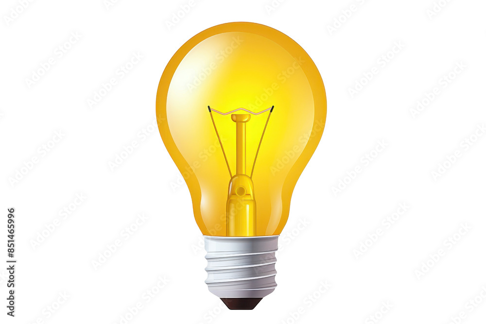 Bright yellow light bulb symbolizes ideas and innovation, isolated on transparent background. perfect for creative or energy-related themes.