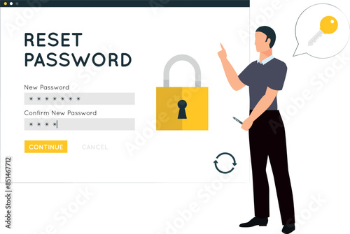 The boy is resetting the password on the screen.
