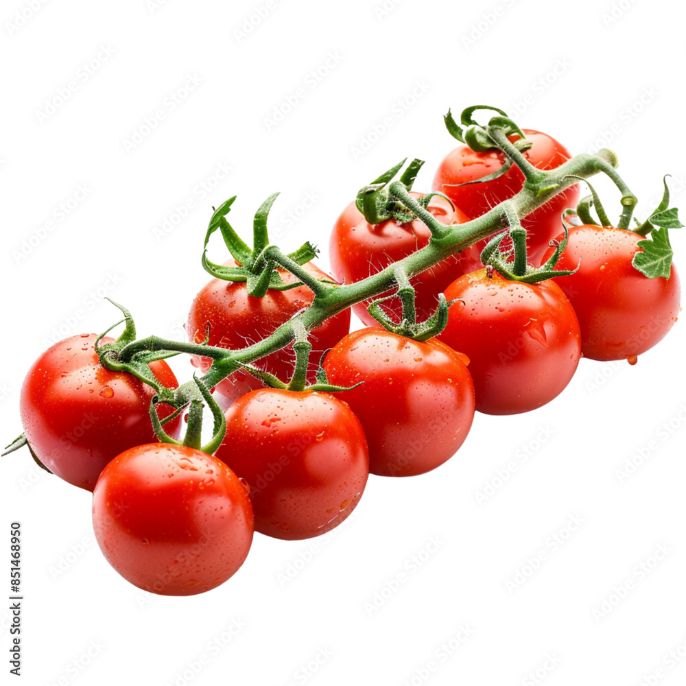Branch of tomatoes with leaves isolated on white background
Branch of tomatoes with leaves isolated on white background