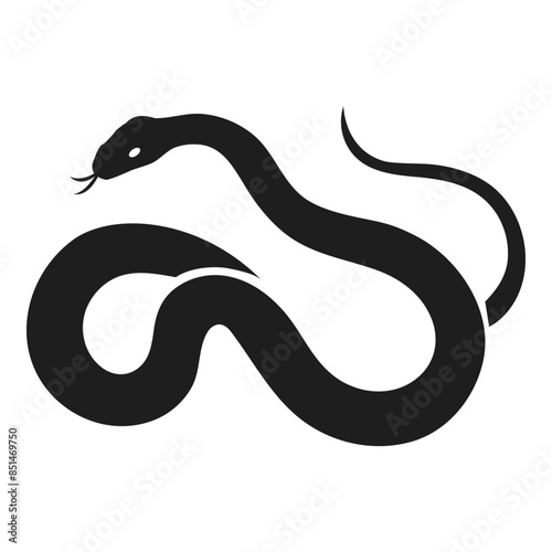 Black Snake silhouette. Serpent flat vector isolated on white background