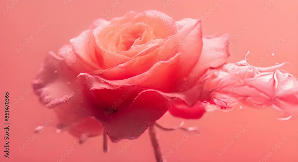 Pink rose flower with pastel ink, creative abstract spring nature, summer bloom concept
