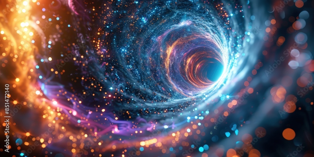 Obraz premium Abstract Cosmic Vortex with Glowing Particles